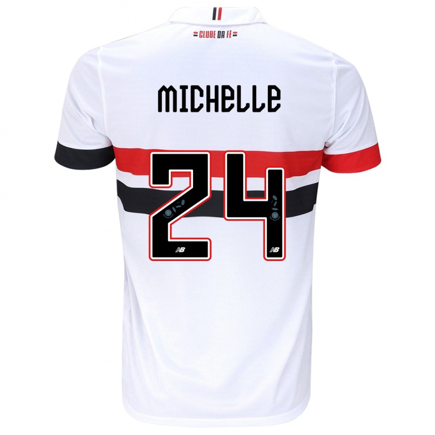 Niño Camiseta Michelle #24 Blanco Rojo Negro 1ª Equipación 2024/25 La Camisa Perú