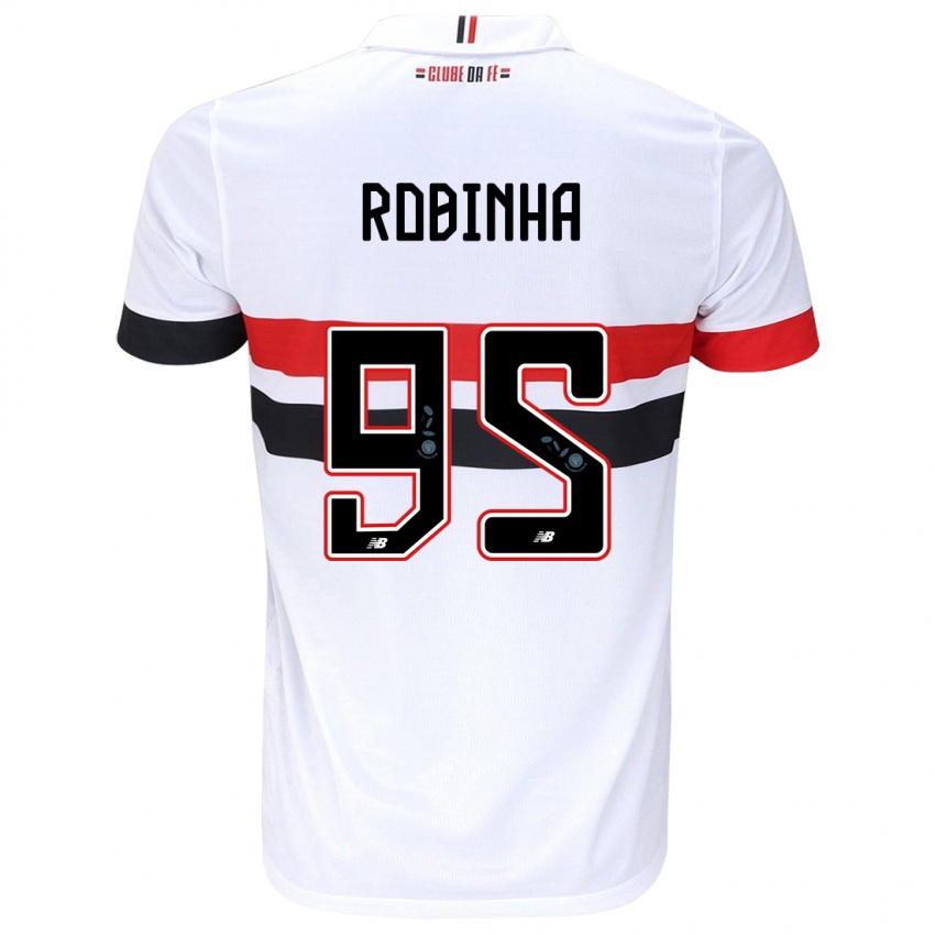 Niño Camiseta Robinha #95 Blanco Rojo Negro 1ª Equipación 2024/25 La Camisa Perú