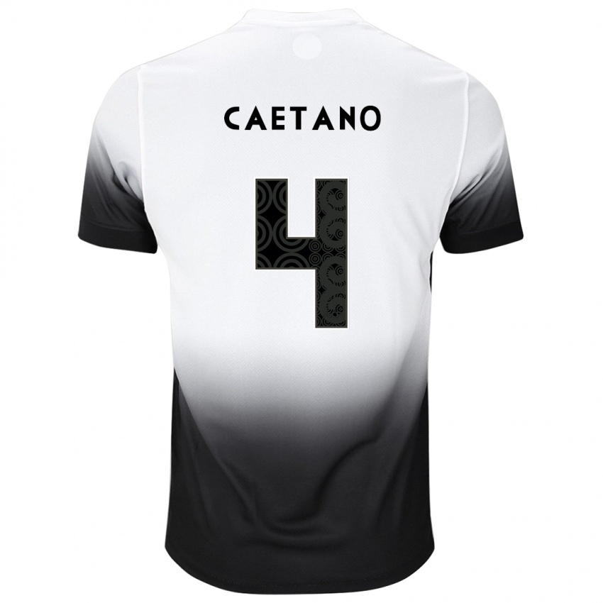 Niño Camiseta Caetano #4 Blanco Negro 1ª Equipación 2024/25 La Camisa Perú