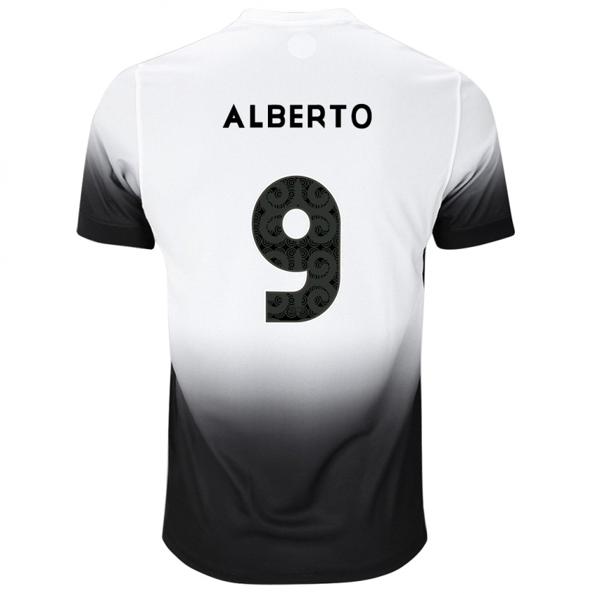 Niño Camiseta Yuri Alberto #9 Blanco Negro 1ª Equipación 2024/25 La Camisa Perú