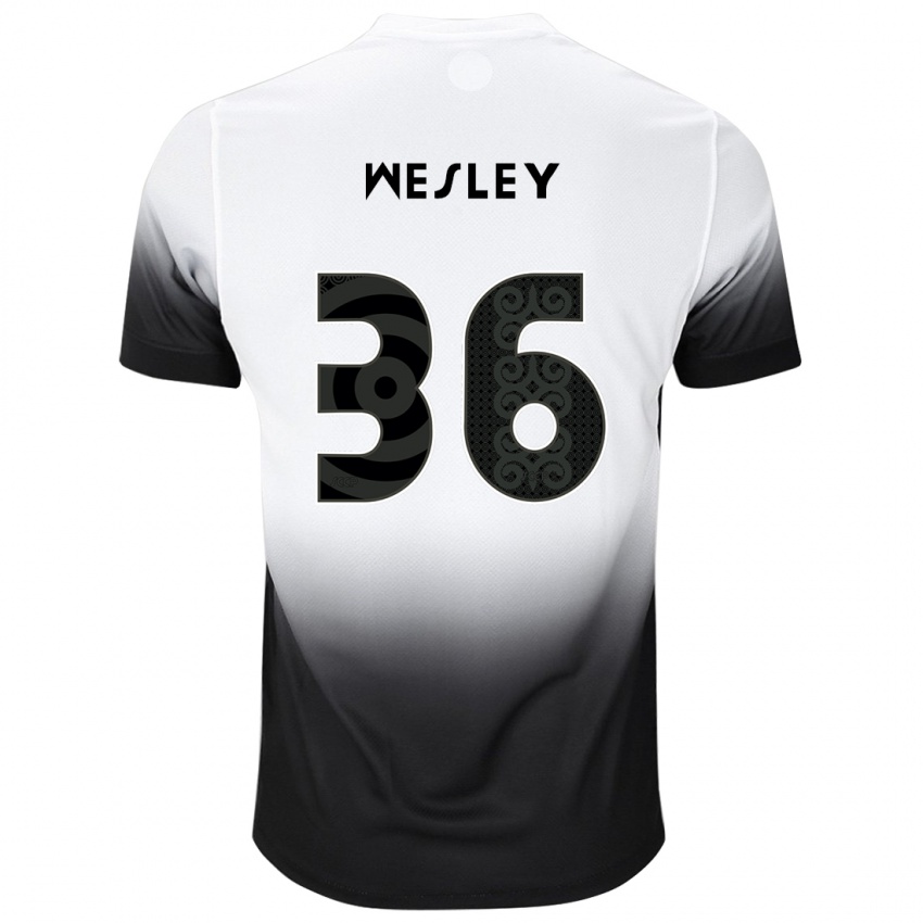 Niño Camiseta Wesley #36 Blanco Negro 1ª Equipación 2024/25 La Camisa Perú