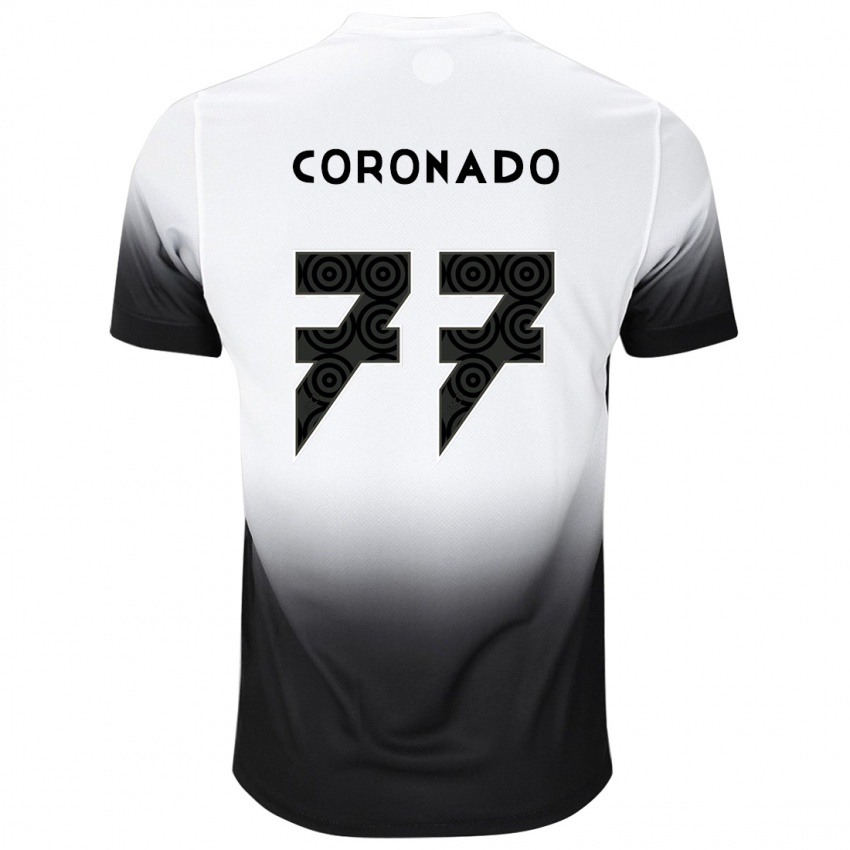 Niño Camiseta Igor Coronado #77 Blanco Negro 1ª Equipación 2024/25 La Camisa Perú