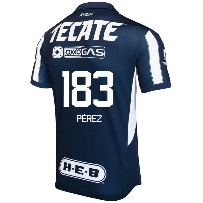 Niño Camiseta Santiago Perez #183 Azul Rojo Blanco 1ª Equipación 2024/25 La Camisa Perú