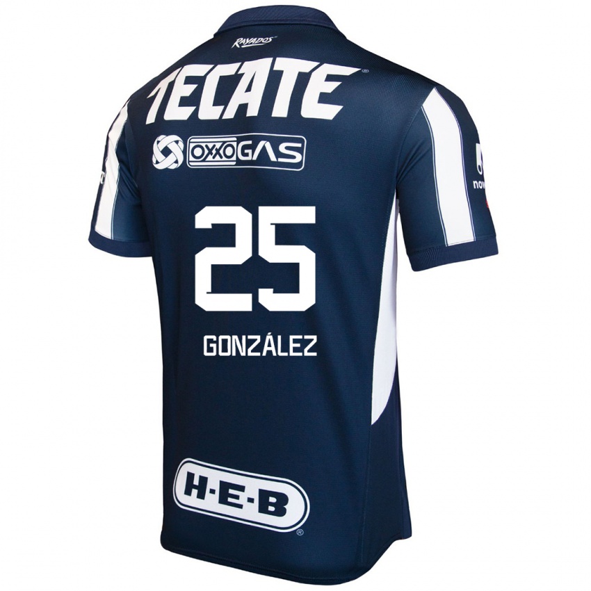 Niño Camiseta Jonathan González #25 Azul Rojo Blanco 1ª Equipación 2024/25 La Camisa Perú