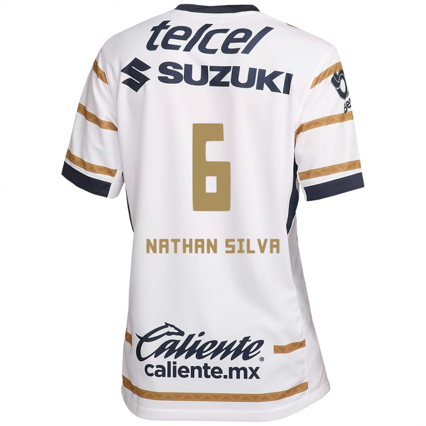 Niño Camiseta Nathan Silva #6 Obsidiana Blanca 1ª Equipación 2024/25 La Camisa Perú