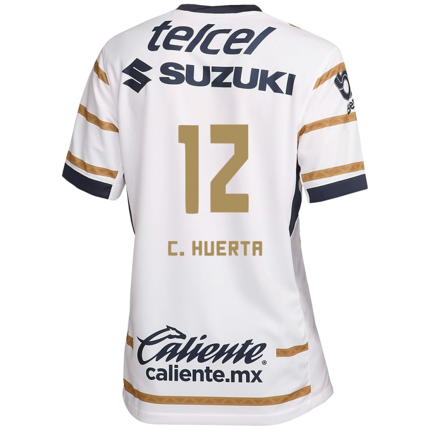 Niño Camiseta César Huerta #12 Obsidiana Blanca 1ª Equipación 2024/25 La Camisa Perú