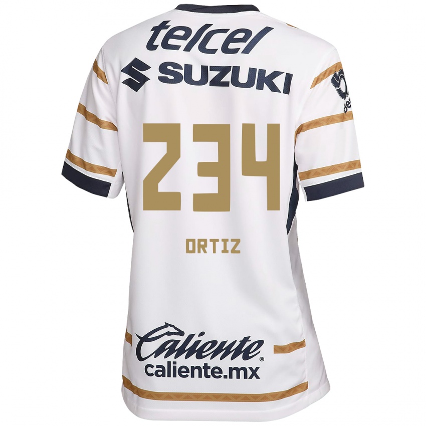 Niño Camiseta Jorge Ortiz #234 Obsidiana Blanca 1ª Equipación 2024/25 La Camisa Perú