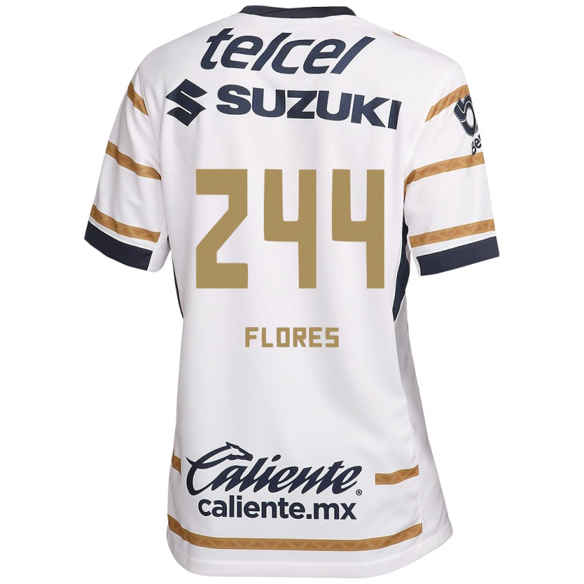 Niño Camiseta Jonathan Flores #244 Obsidiana Blanca 1ª Equipación 2024/25 La Camisa Perú