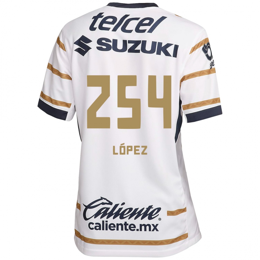 Niño Camiseta Santiago López #254 Obsidiana Blanca 1ª Equipación 2024/25 La Camisa Perú