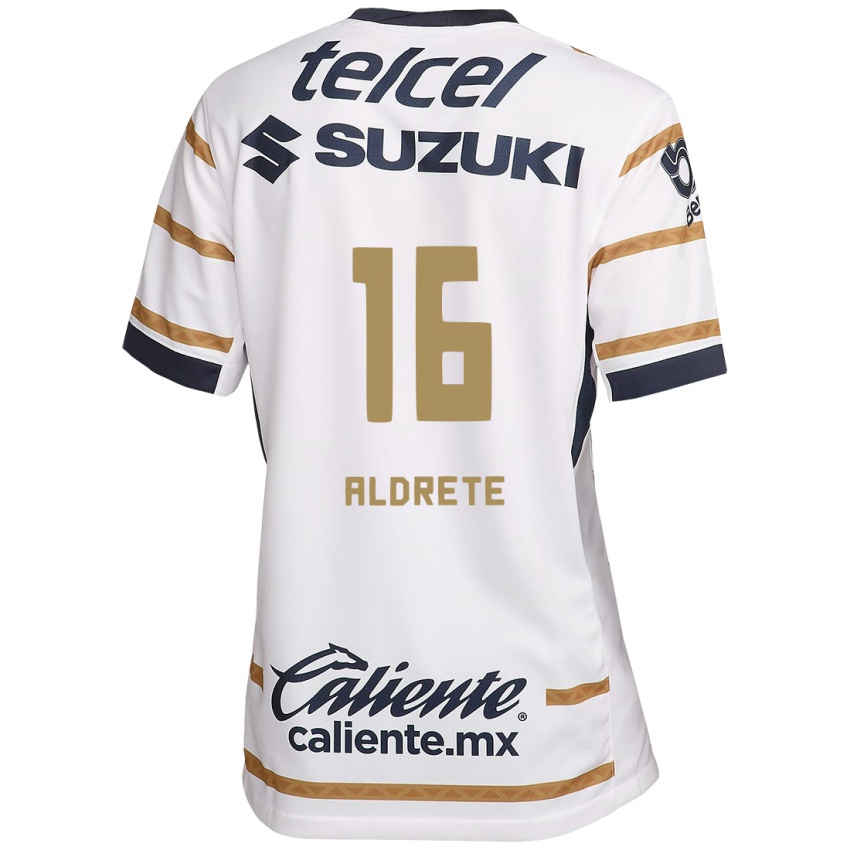 Niño Camiseta Adrian Aldrete #16 Obsidiana Blanca 1ª Equipación 2024/25 La Camisa Perú