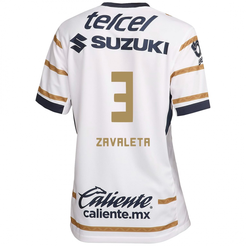 Niño Camiseta Rebeca Zavaleta #3 Obsidiana Blanca 1ª Equipación 2024/25 La Camisa Perú