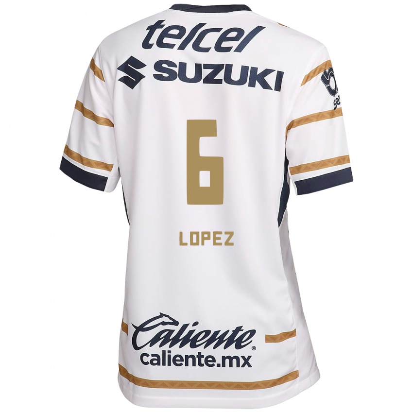 Niño Camiseta Nathalia Lopez #6 Obsidiana Blanca 1ª Equipación 2024/25 La Camisa Perú