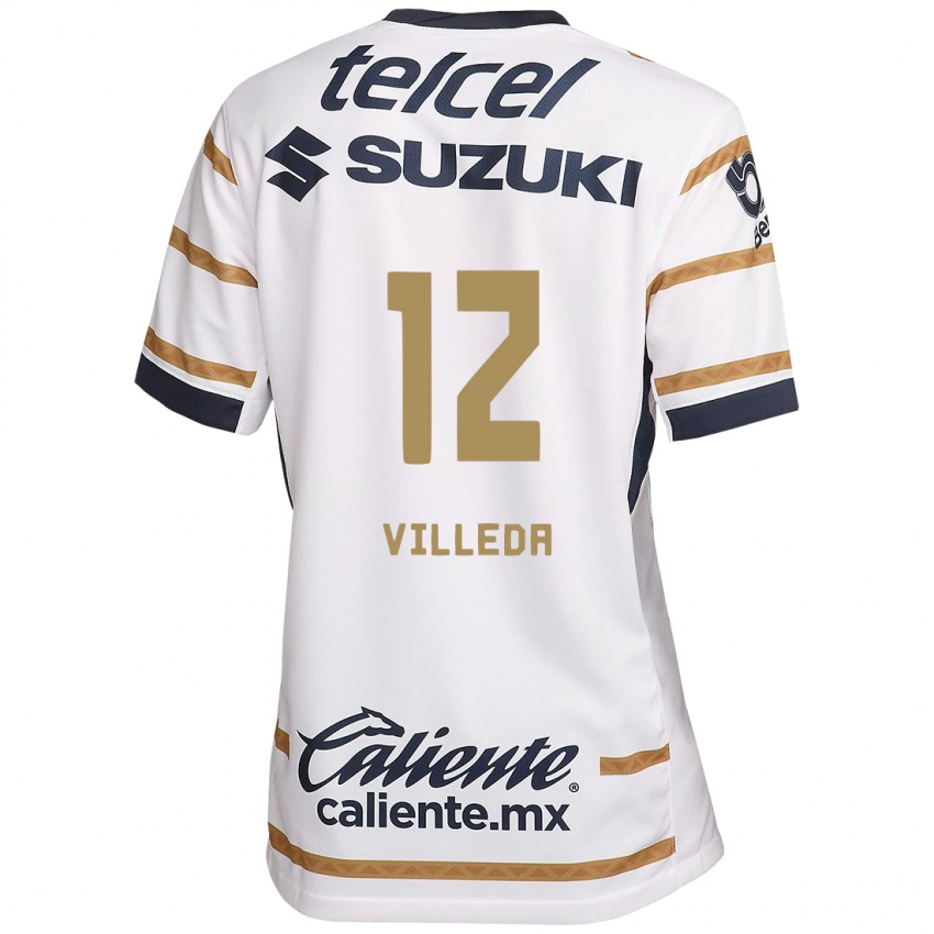 Niño Camiseta Melany Villeda #12 Obsidiana Blanca 1ª Equipación 2024/25 La Camisa Perú