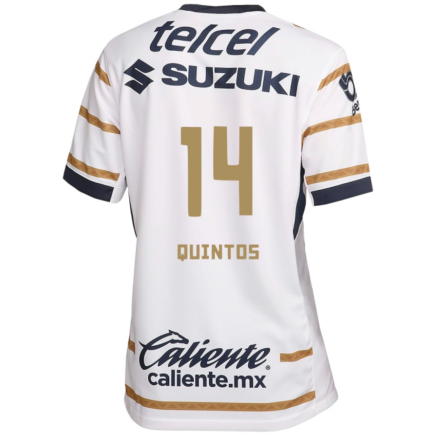 Niño Camiseta Bibiana Quintos #14 Obsidiana Blanca 1ª Equipación 2024/25 La Camisa Perú