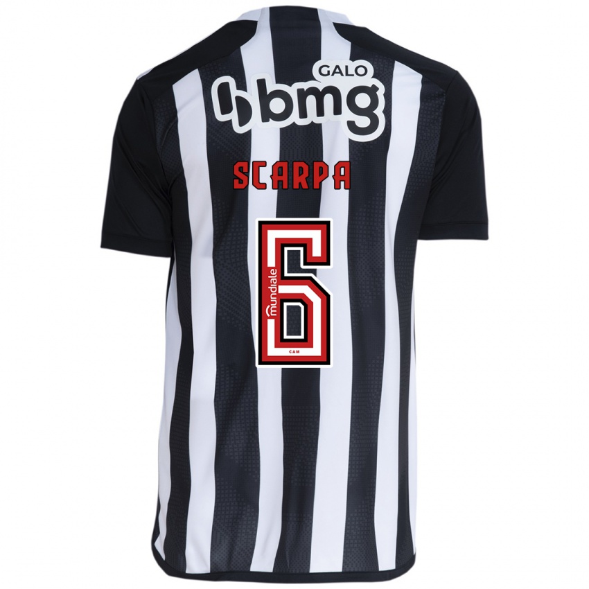 Niño Camiseta Gustavo Scarpa #6 Blanco Negro 1ª Equipación 2024/25 La Camisa Perú