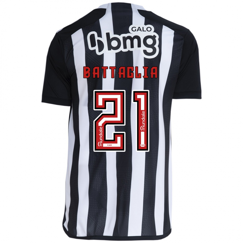 Niño Camiseta Rodrigo Battaglia #21 Blanco Negro 1ª Equipación 2024/25 La Camisa Perú