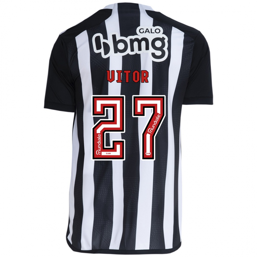 Niño Camiseta Paulo Vitor #27 Blanco Negro 1ª Equipación 2024/25 La Camisa Perú