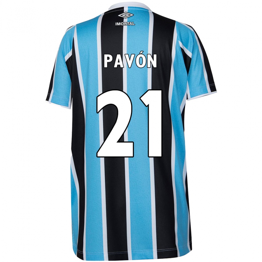 Niño Camiseta Cristian Pavon #21 Azul Negro Blanco 1ª Equipación 2024/25 La Camisa Perú