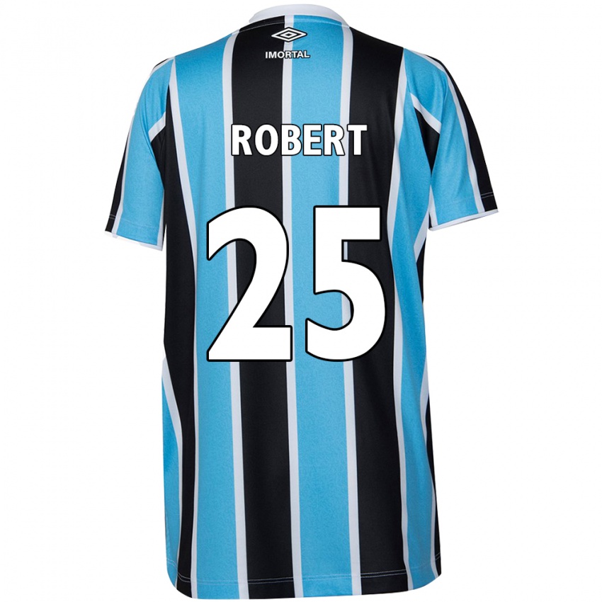 Niño Camiseta Jhonata Robert #25 Azul Negro Blanco 1ª Equipación 2024/25 La Camisa Perú