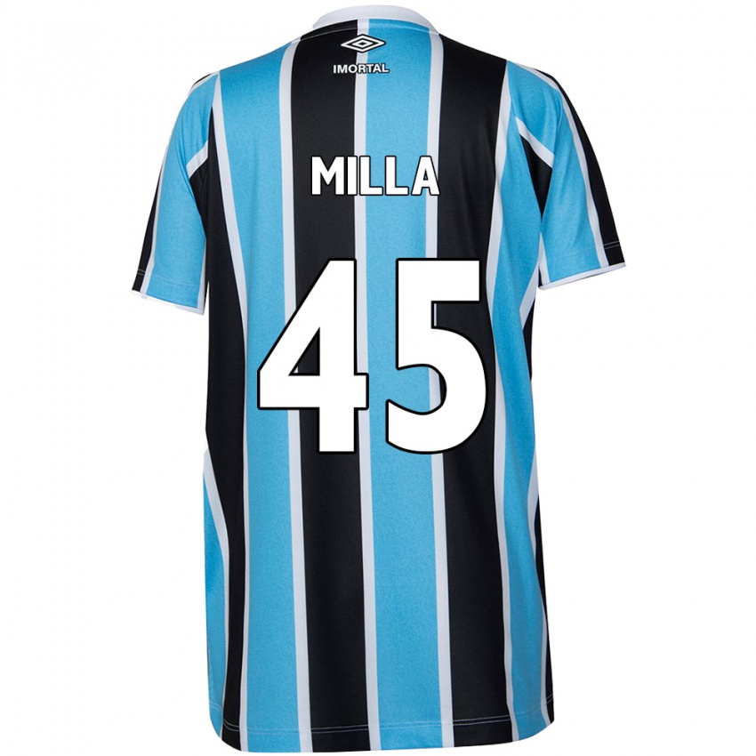 Niño Camiseta Lucas Milla #45 Azul Negro Blanco 1ª Equipación 2024/25 La Camisa Perú