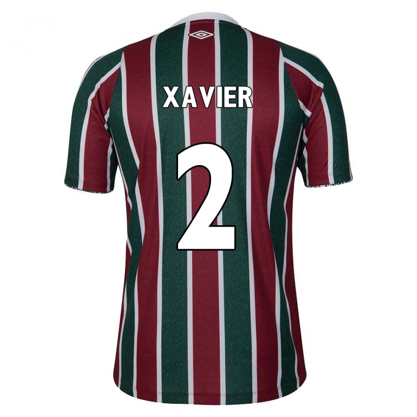 Niño Camiseta Samuel Xavier #2 Verde Granate Blanco 1ª Equipación 2024/25 La Camisa Perú