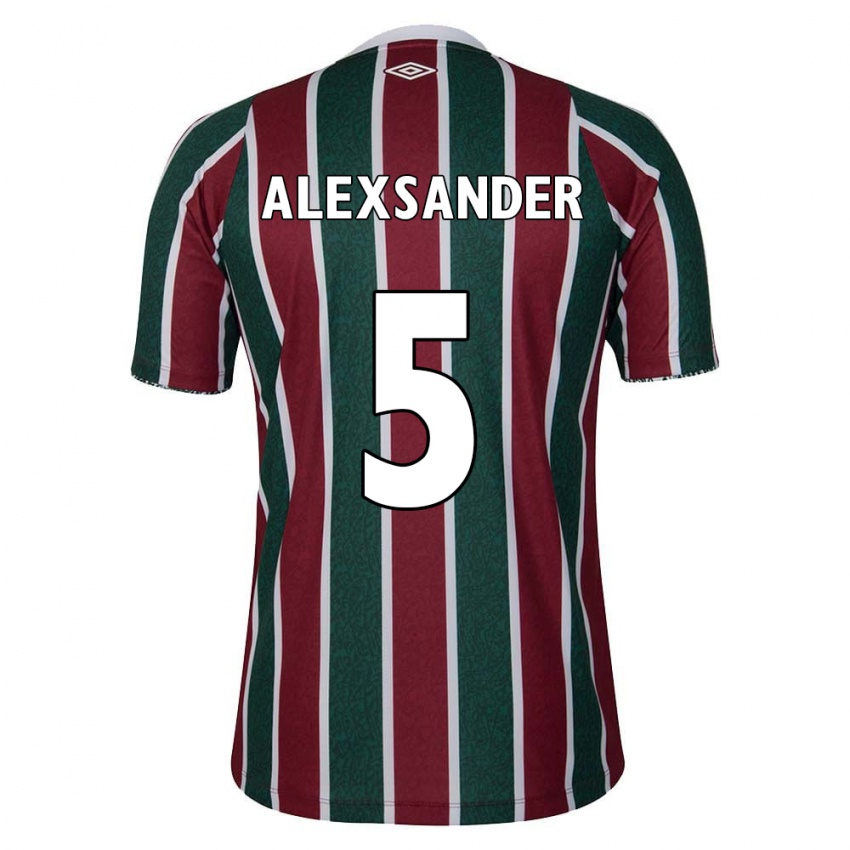 Niño Camiseta Alexsander #5 Verde Granate Blanco 1ª Equipación 2024/25 La Camisa Perú