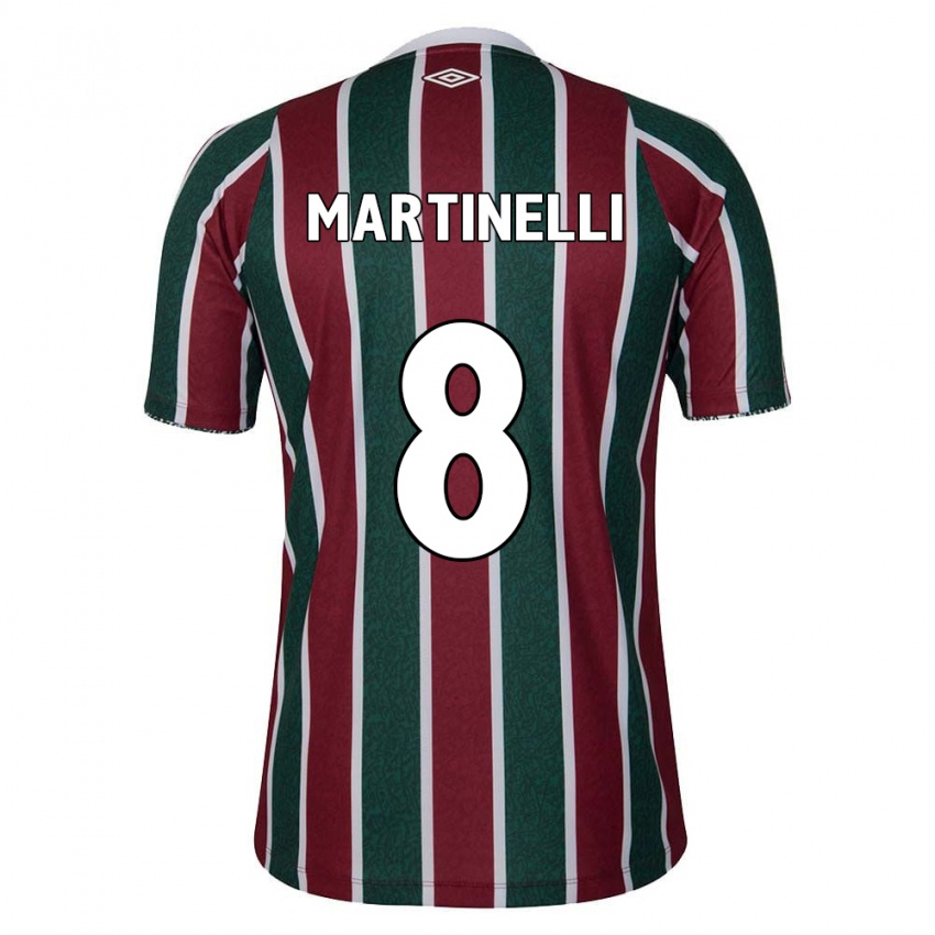 Niño Camiseta Martinelli #8 Verde Granate Blanco 1ª Equipación 2024/25 La Camisa Perú