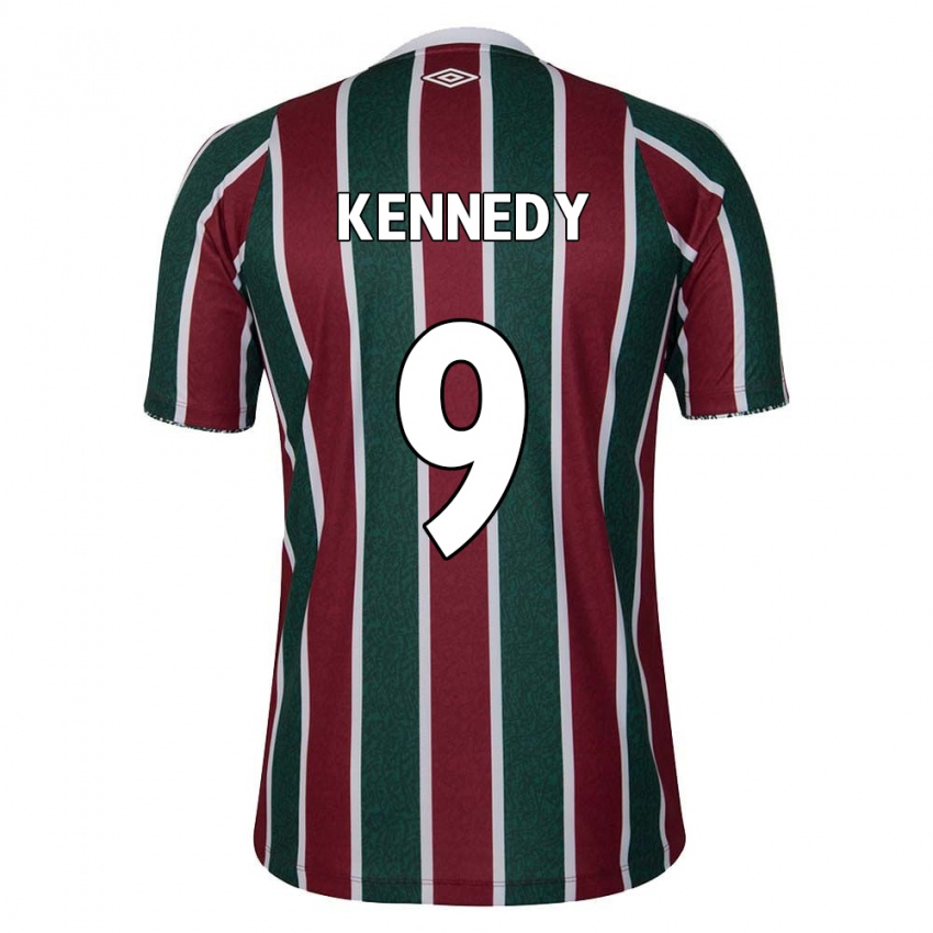 Niño Camiseta John Kennedy #9 Verde Granate Blanco 1ª Equipación 2024/25 La Camisa Perú