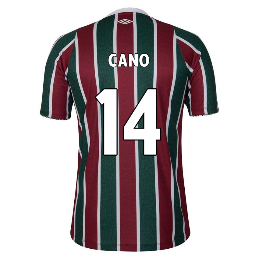 Niño Camiseta Germán Cano #14 Verde Granate Blanco 1ª Equipación 2024/25 La Camisa Perú