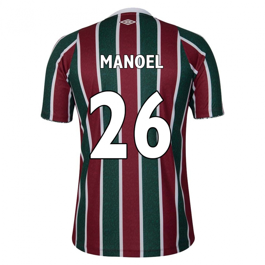 Niño Camiseta Manoel #26 Verde Granate Blanco 1ª Equipación 2024/25 La Camisa Perú