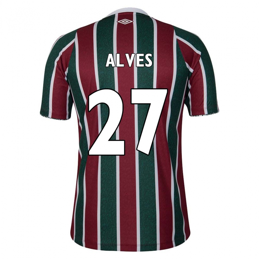 Niño Camiseta Felipe Alves #27 Verde Granate Blanco 1ª Equipación 2024/25 La Camisa Perú