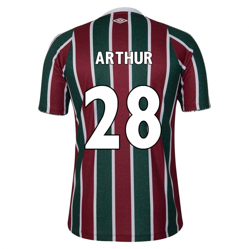 Niño Camiseta Arthur #28 Verde Granate Blanco 1ª Equipación 2024/25 La Camisa Perú