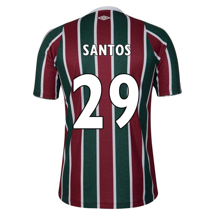 Niño Camiseta Thiago Santos #29 Verde Granate Blanco 1ª Equipación 2024/25 La Camisa Perú