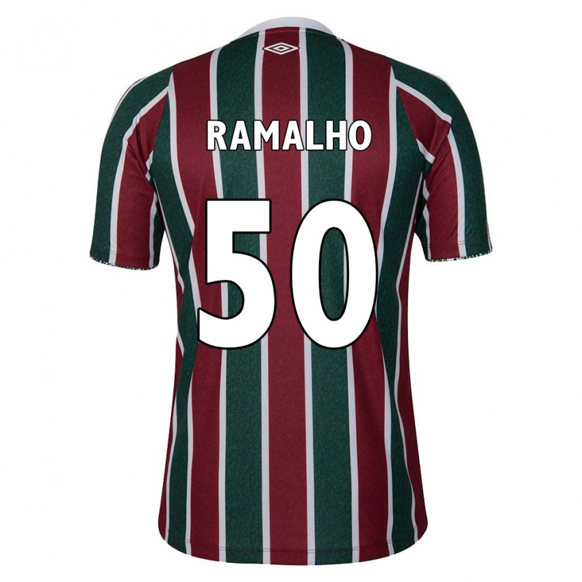 Niño Camiseta Gustavo Ramalho #50 Verde Granate Blanco 1ª Equipación 2024/25 La Camisa Perú