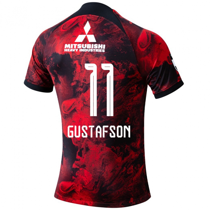 Niño Camiseta Samuel Gustafson #11 Negro Rojo 1ª Equipación 2024/25 La Camisa Perú