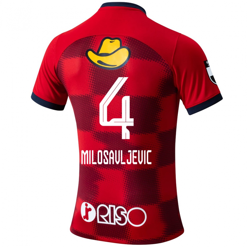 Niño Camiseta Radomir Milosavljevic #4 Rojo Azul Blanco 1ª Equipación 2024/25 La Camisa Perú