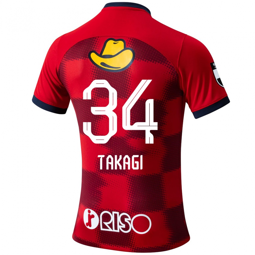 Niño Camiseta Haruto Takagi #34 Rojo Azul Blanco 1ª Equipación 2024/25 La Camisa Perú