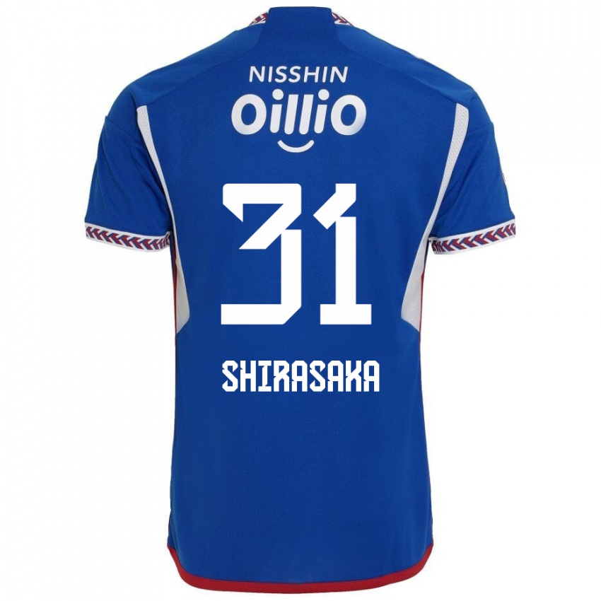 Niño Camiseta Fuma Shirasaka #31 Azul Blanco Rojo 1ª Equipación 2024/25 La Camisa Perú