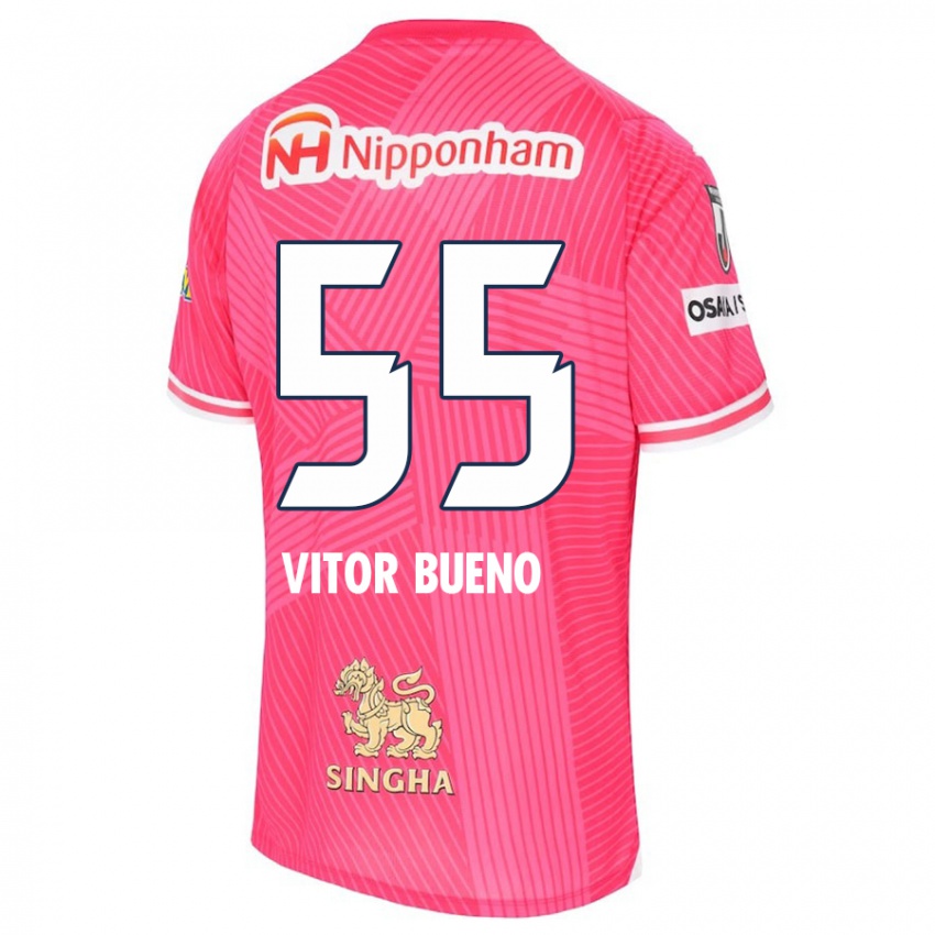 Niño Camiseta Vitor Bueno #55 Rosa Blanco 1ª Equipación 2024/25 La Camisa Perú