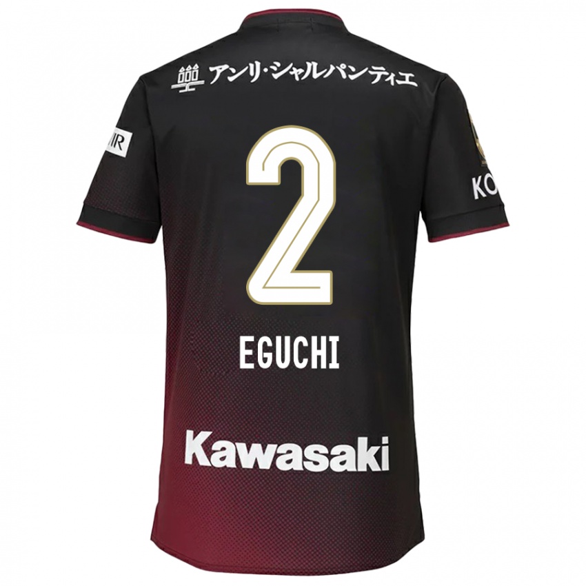 Niño Camiseta Takuma Eguchi #2 Negro Rojo 1ª Equipación 2024/25 La Camisa Perú