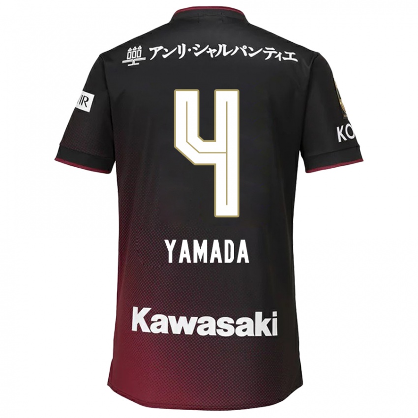 Niño Camiseta Kaito Yamada #4 Negro Rojo 1ª Equipación 2024/25 La Camisa Perú