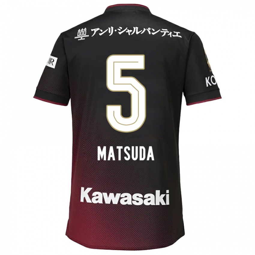 Niño Camiseta Shido Matsuda #5 Negro Rojo 1ª Equipación 2024/25 La Camisa Perú