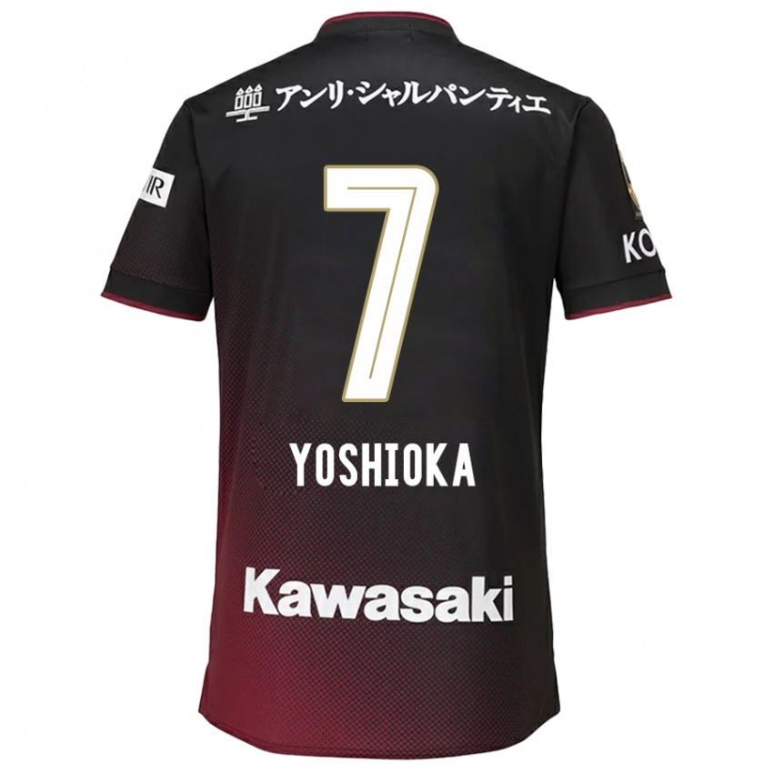 Niño Camiseta Ran Yoshioka #7 Negro Rojo 1ª Equipación 2024/25 La Camisa Perú