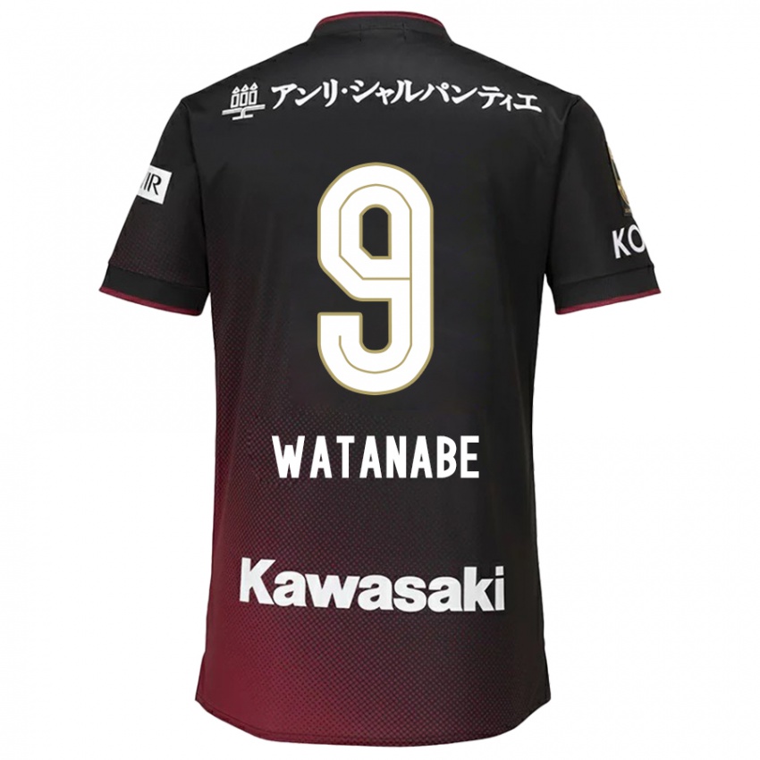 Niño Camiseta Hayato Watanabe #9 Negro Rojo 1ª Equipación 2024/25 La Camisa Perú