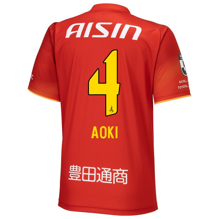 Niño Camiseta Masamune Aoki #4 Rojo Blanco Amarillo 1ª Equipación 2024/25 La Camisa Perú