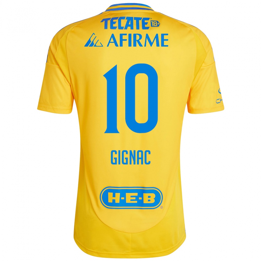 Niño Camiseta Andre-Pierre Gignac #10 Oro Amarillo 1ª Equipación 2024/25 La Camisa Perú