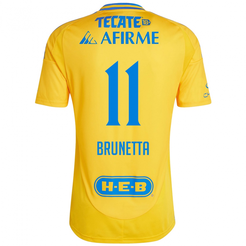 Niño Camiseta Juan Brunetta #11 Oro Amarillo 1ª Equipación 2024/25 La Camisa Perú