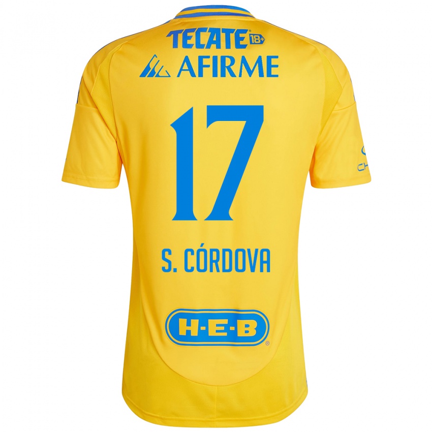 Niño Camiseta Sebastian Cordova #17 Oro Amarillo 1ª Equipación 2024/25 La Camisa Perú