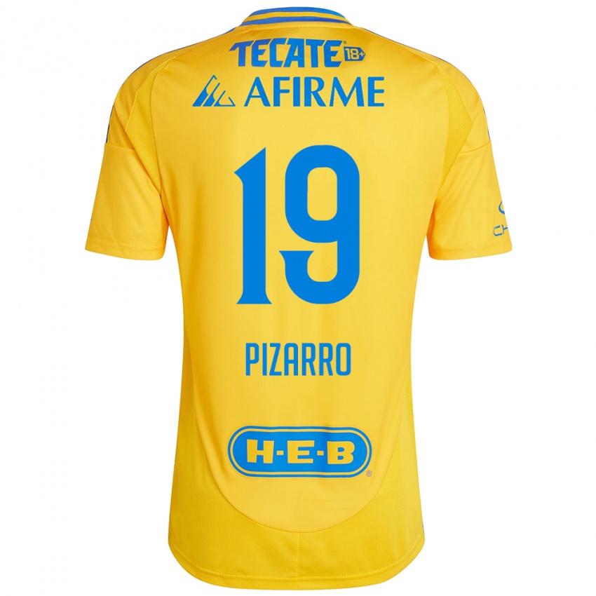 Niño Camiseta Guido Pizarro #19 Oro Amarillo 1ª Equipación 2024/25 La Camisa Perú