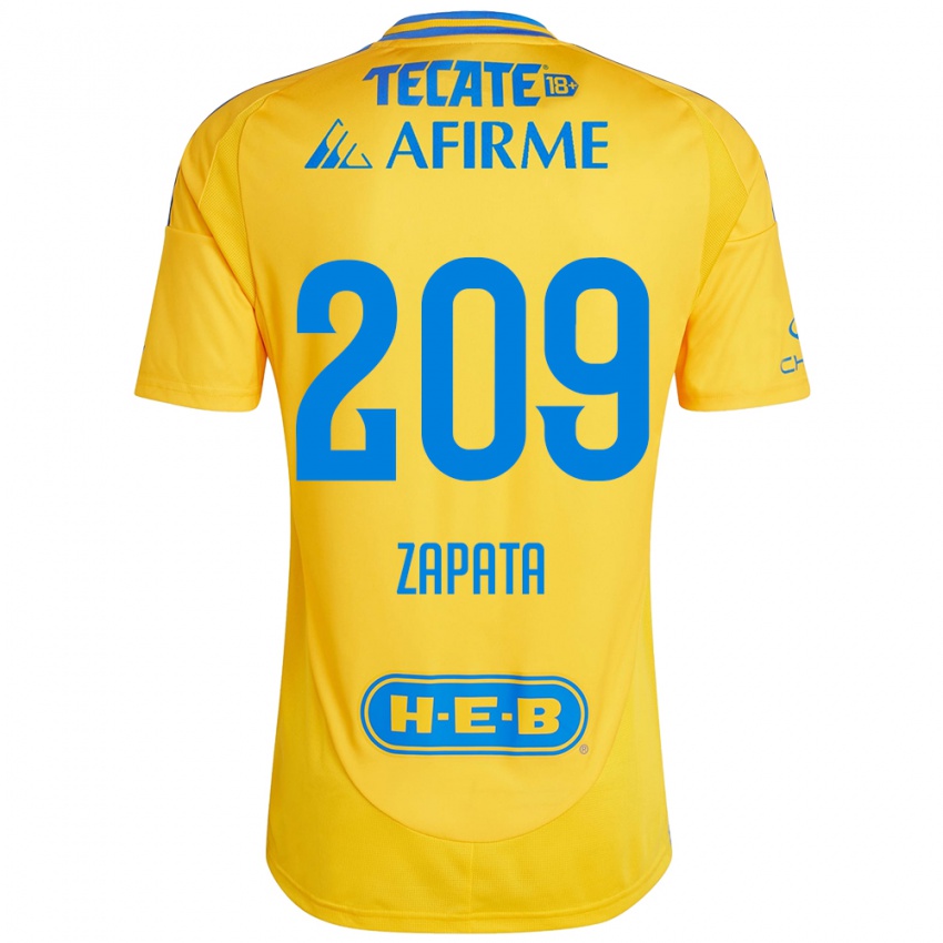 Niño Camiseta Jorge Zapata #209 Oro Amarillo 1ª Equipación 2024/25 La Camisa Perú